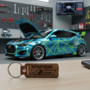Exklusiver Hyundai N Line Schlüsselanhänger aus Holz – Dein Statement für Performance