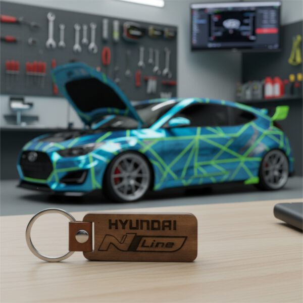 Exklusiver Hyundai N Line Schlüsselanhänger aus Holz – Dein Statement für Performance